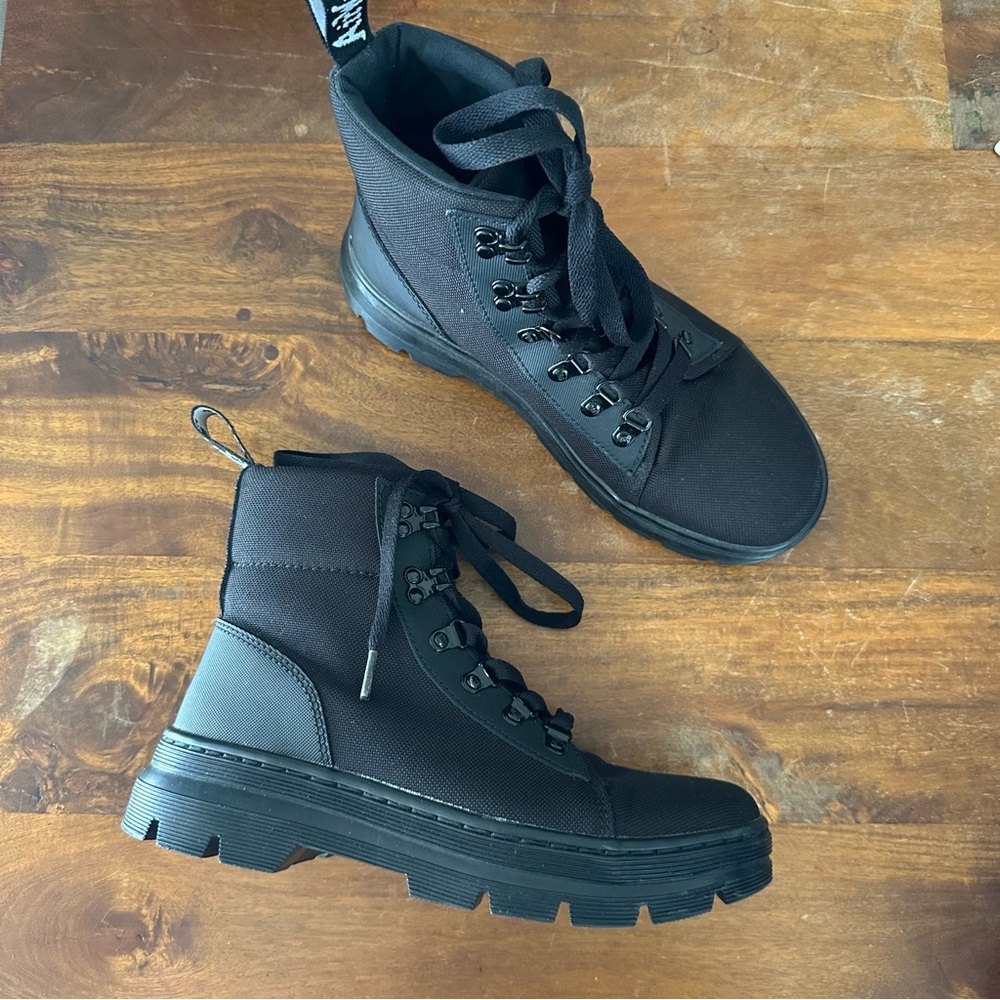 Dr Martens Combs black canvas lace up work boots ladies size 8